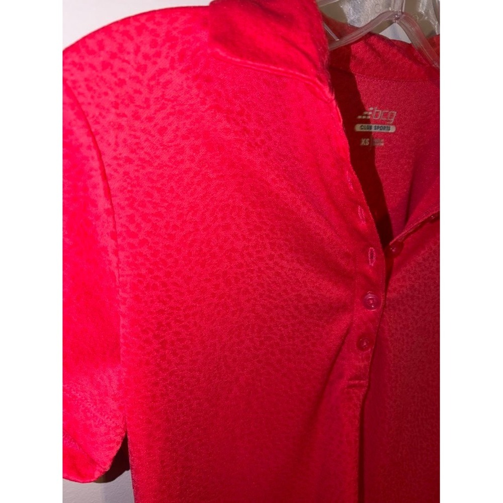 BCG Club Sports Womens Red Performance Polo Shirt XS‎ Moisture Wicking UPF 50 - Picture 2 of 5